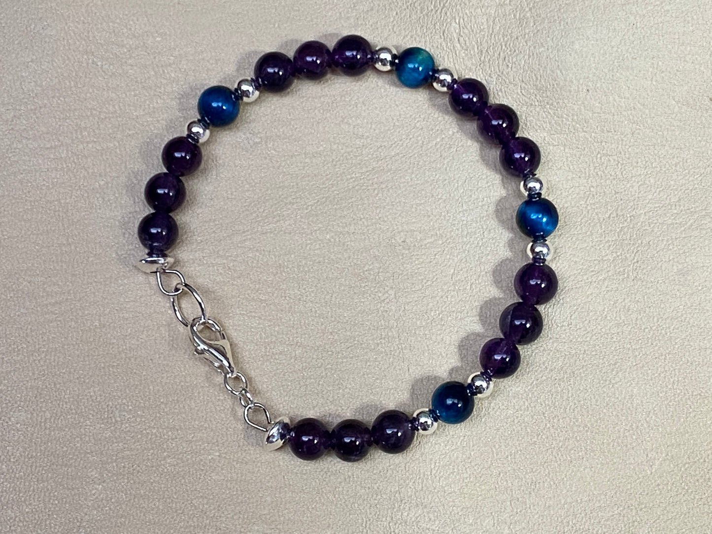 Amethyst & Aquamarine Tiger's Eye Bracelet