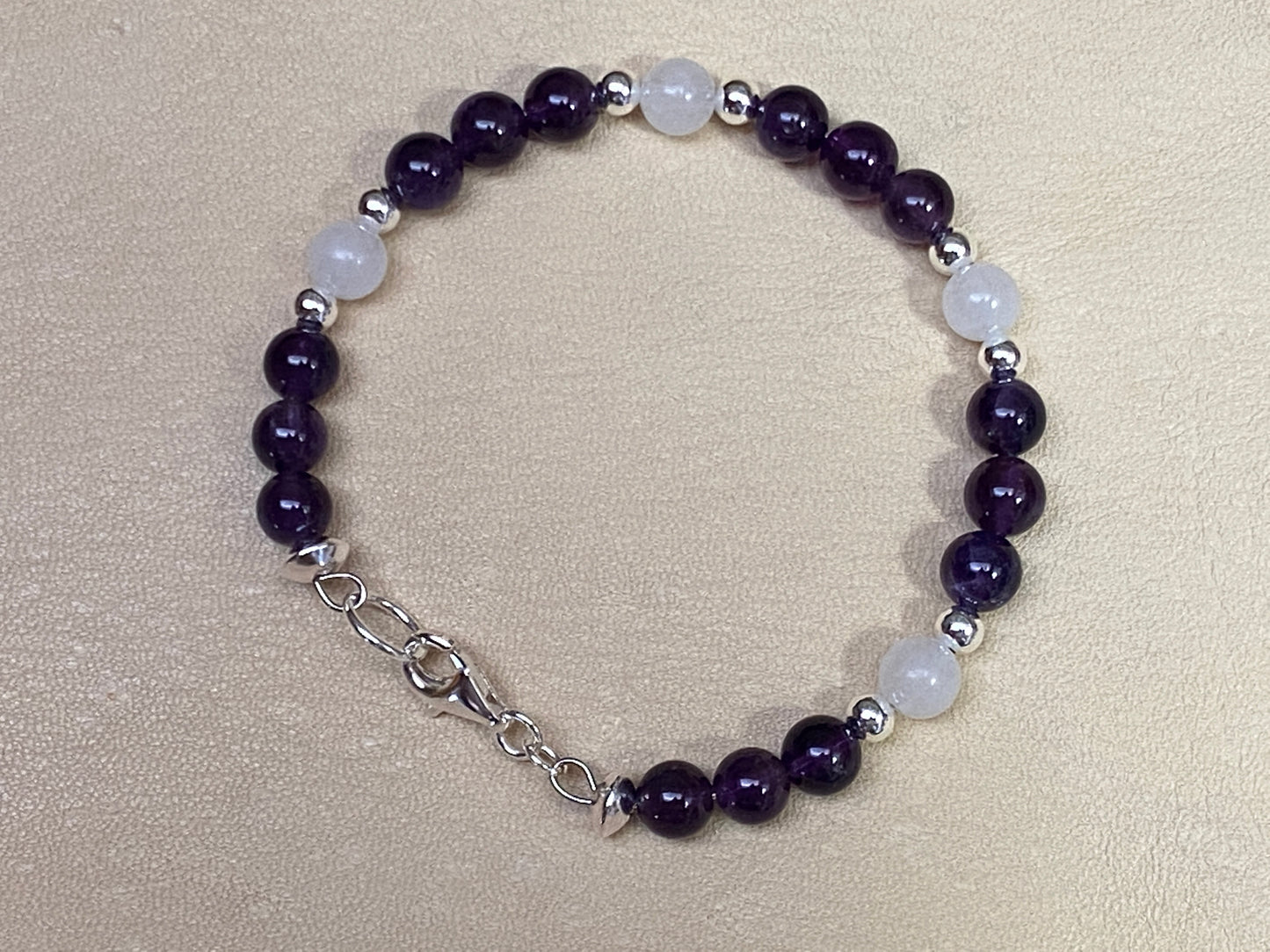 Amethyst & White Jade Bracelet