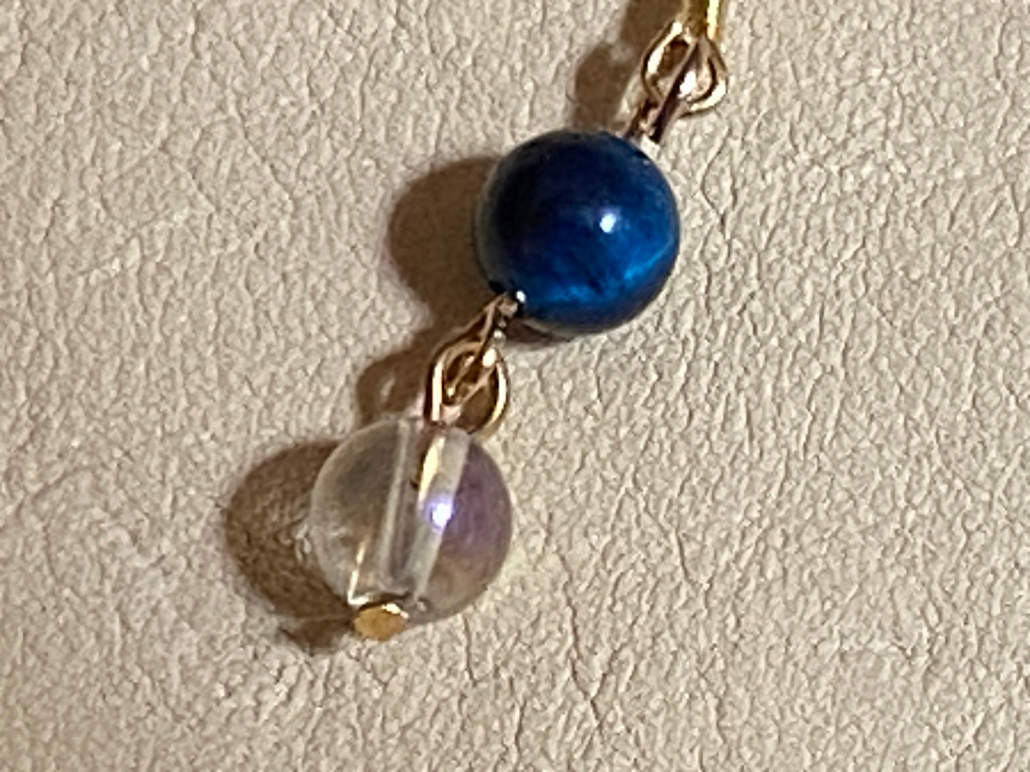 Aquamarine Tiger's Eye & Angel Aura Quartz Earrings