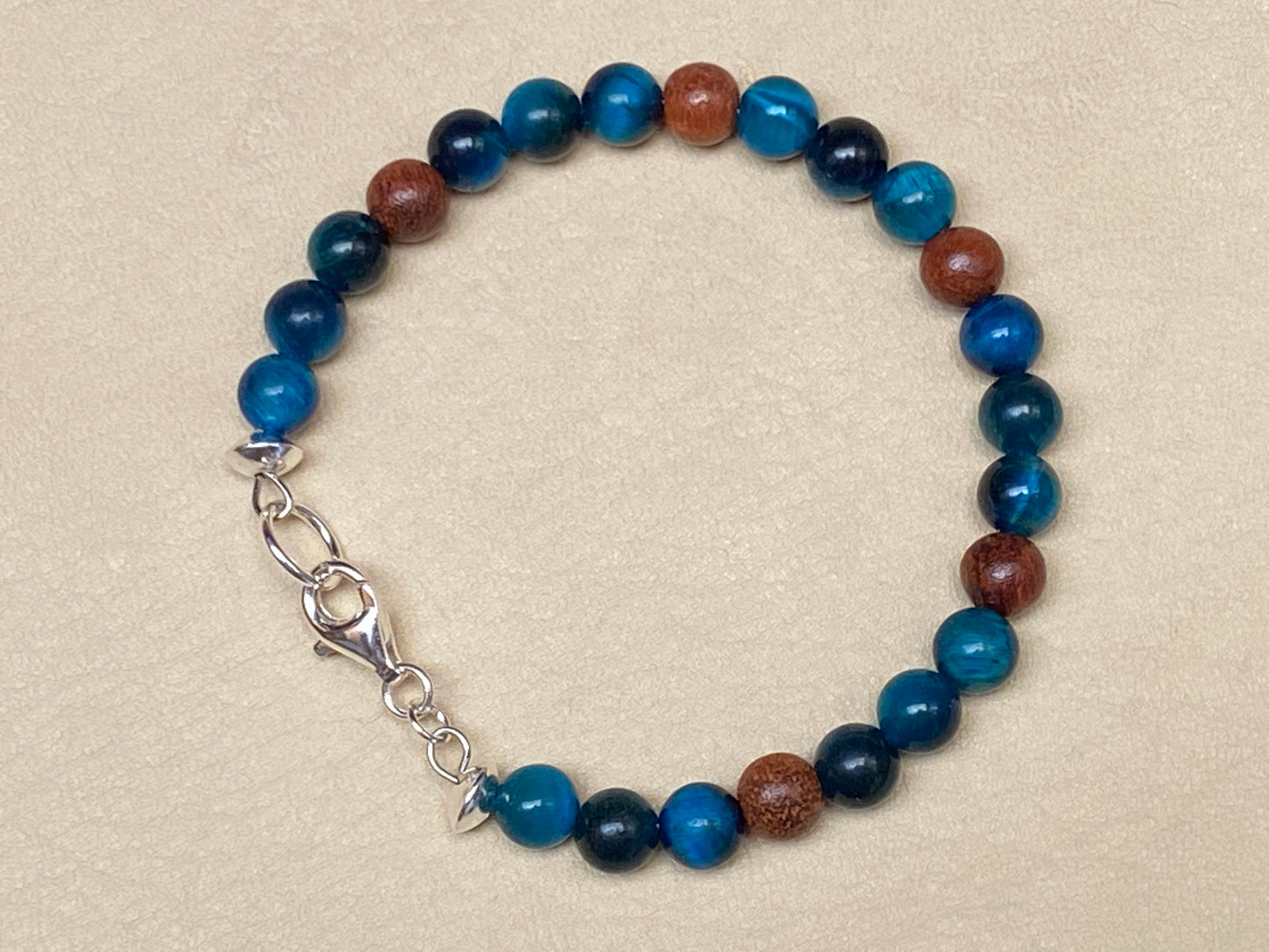 Aquamarine Tiger's Eye & Rosewood Bracelet