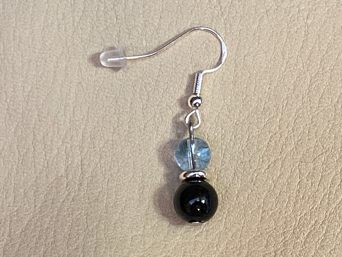Black Diamond Agate & Blue Topaz Bracelet & Earrings Set