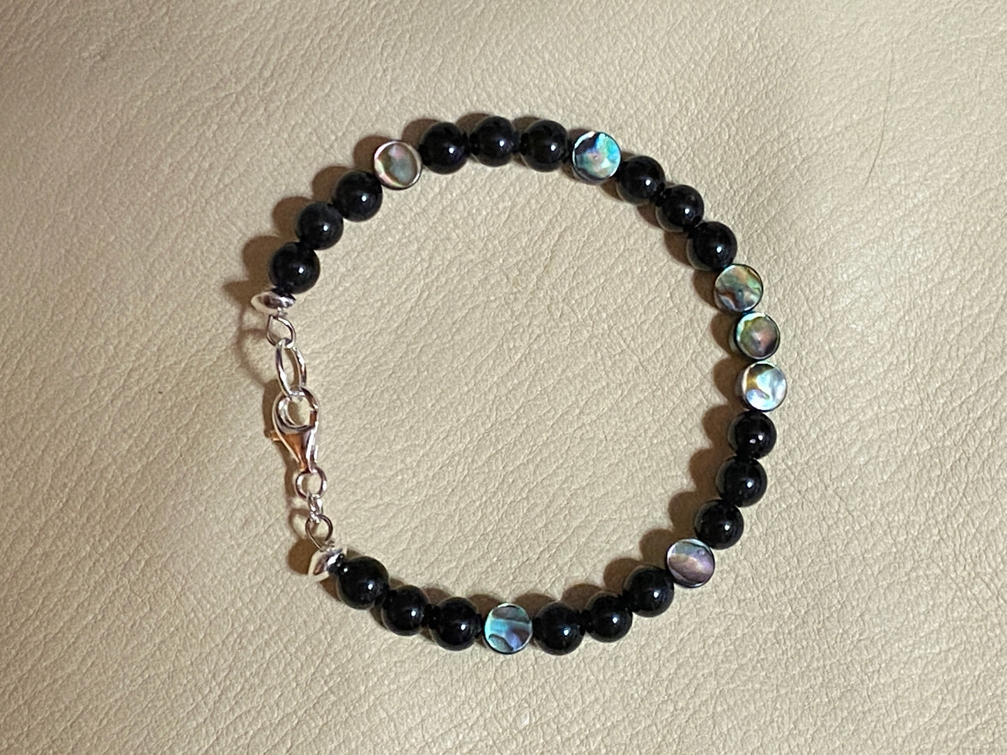 Black Obsidian & Abalone Bracelet