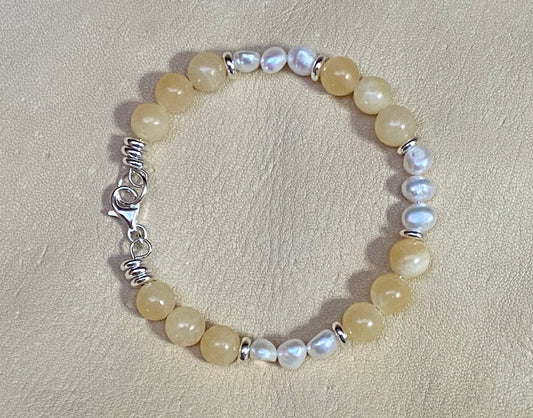 Sunset Jade & Freshwater Pearl Bracelet
