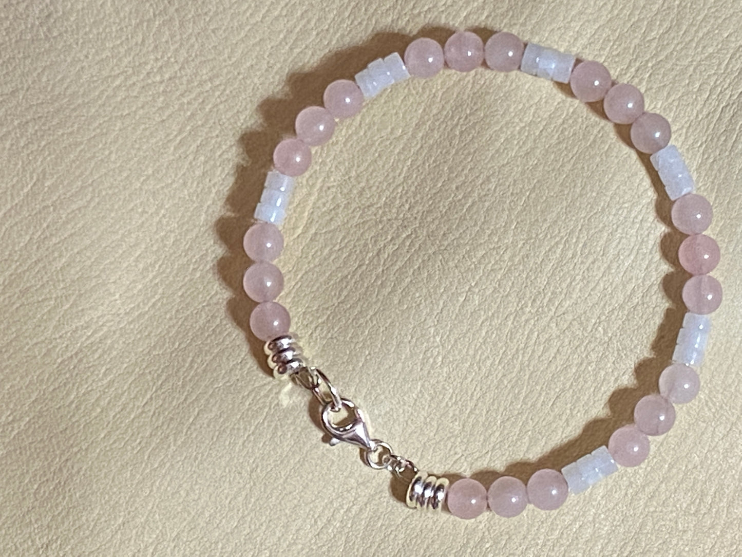 Rose Quartz & White Alabaster Bracelet
