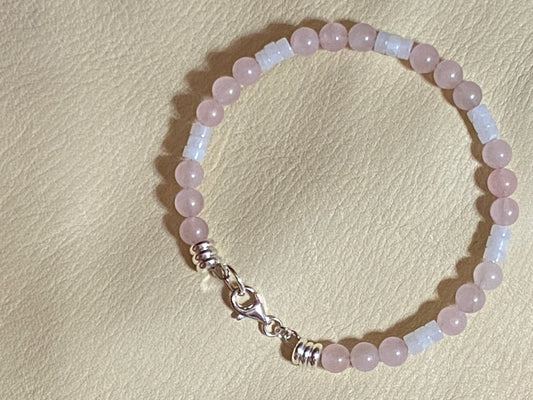 Rose Quartz & White Alabaster Bracelet