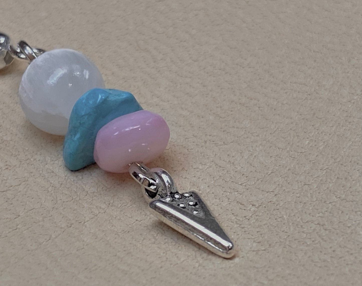 Selenite, Turquoise, Rose Quartz & Arrowhead Earrings with Sterling Silver Hooks