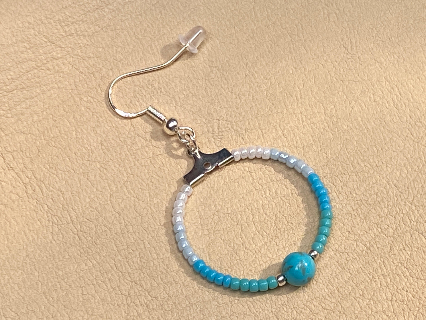 Turquoise & Seed Bead Hoop Earrings