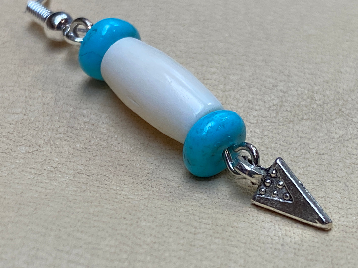 White Hairpipe, Kingman Turquoise, & Arrowhead Earrings