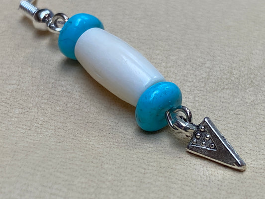 White Hairpipe, Kingman Turquoise, & Arrowhead Earrings