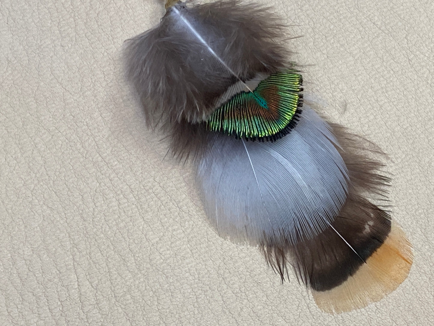 White Jade + Peacock & Pheasant Feather Earrings