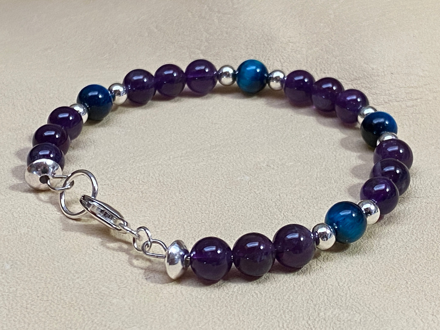 Amethyst & Aquamarine Tiger's Eye Bracelet