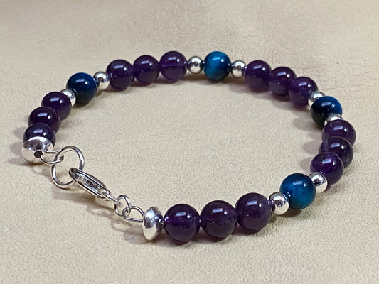 Amethyst & Aquamarine Tiger's Eye Bracelet