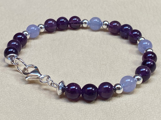 Amethyst & Purple Blue Jade Bracelet