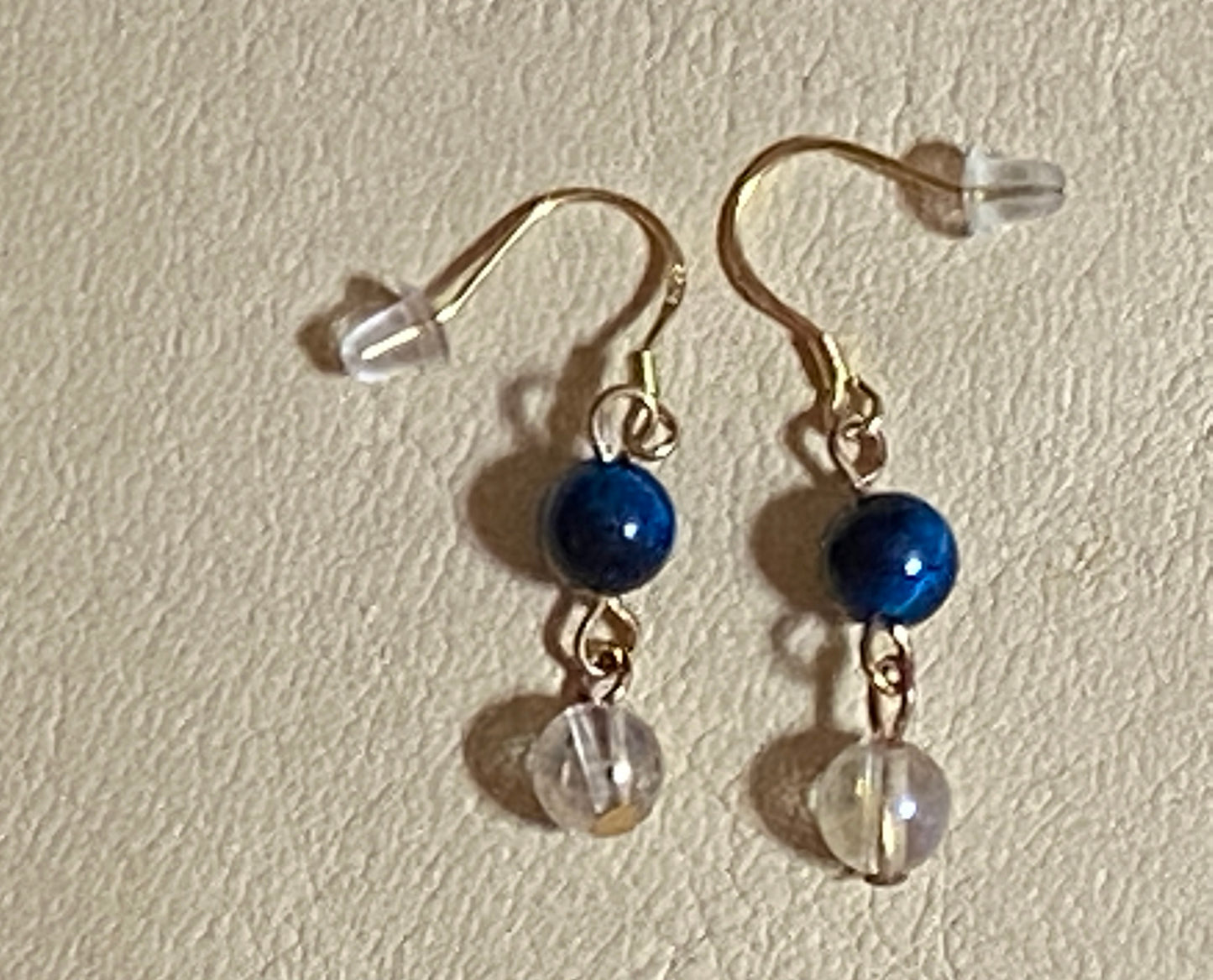 Aquamarine Tiger's Eye & Angel Aura Quartz Earrings