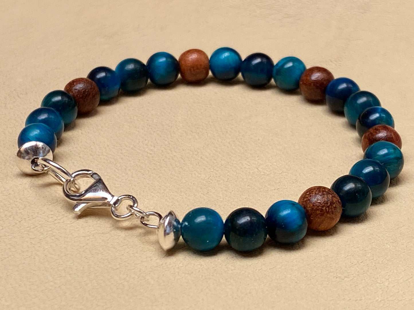 Aquamarine Tiger's Eye & Rosewood Bracelet