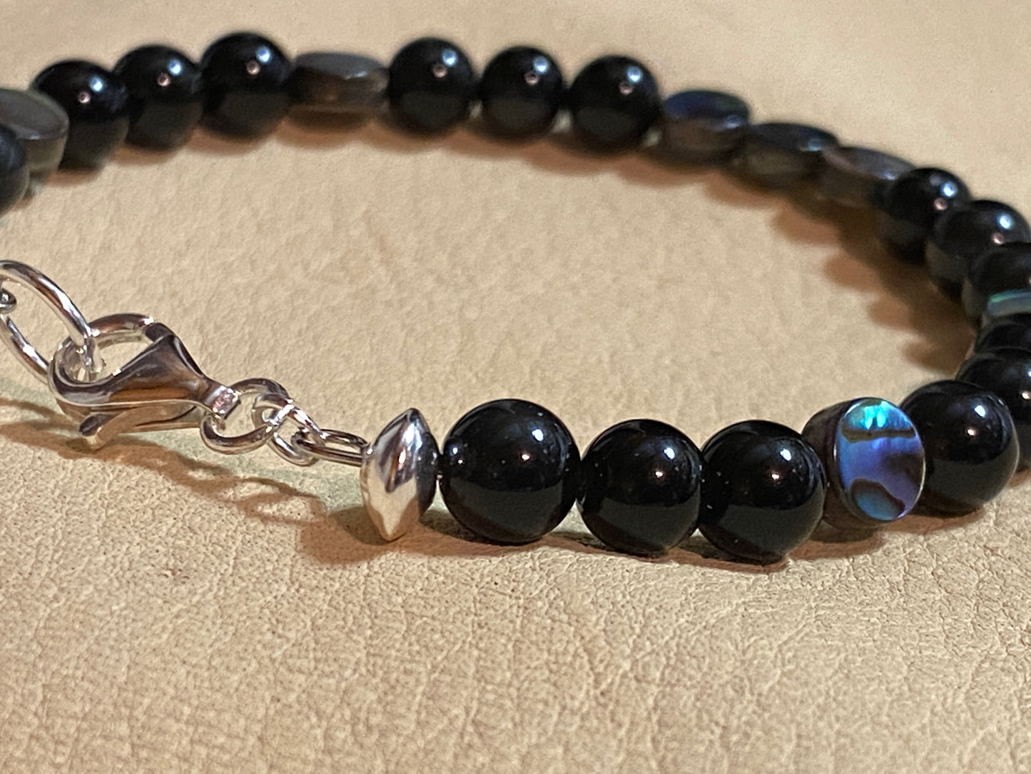 Black Obsidian & Abalone Bracelet