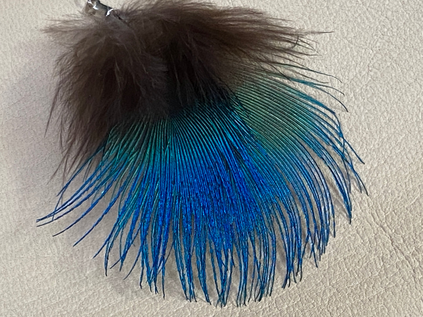 Chrysocolla & Peacock Feather Earrings