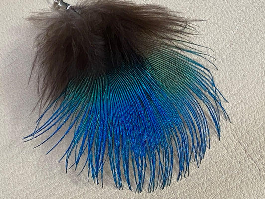 Chrysocolla & Peacock Feather Earrings