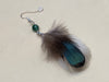 Forest Green Cloudy Malaysian Jade & Pheasant Feather Earrings