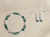 Forest Green Cloudy Malaysian Jade & White Jade Bracelet & Earrings Set