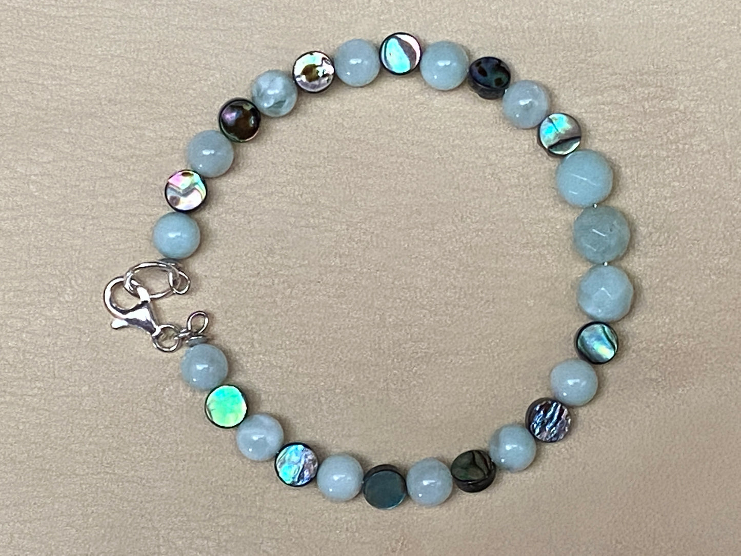 Green Angelite & Abalone Bracelet