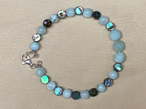 Green Angelite & Abalone Bracelet
