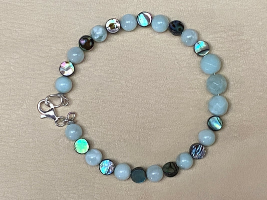 Green Angelite & Abalone Bracelet