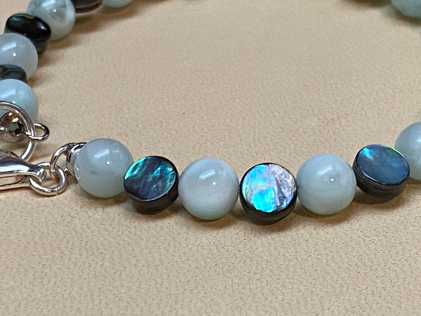 Green Angelite & Abalone Bracelet