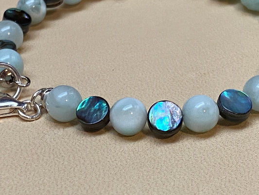 Green Angelite & Abalone Bracelet
