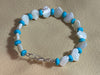 White Troca Shell Bear & Kingman Turquoise Bracelet