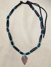Black Hairpipe & Turquoise Necklace with Arrowhead Pendant