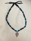 Black Hairpipe & Turquoise Necklace with Arrowhead Pendant