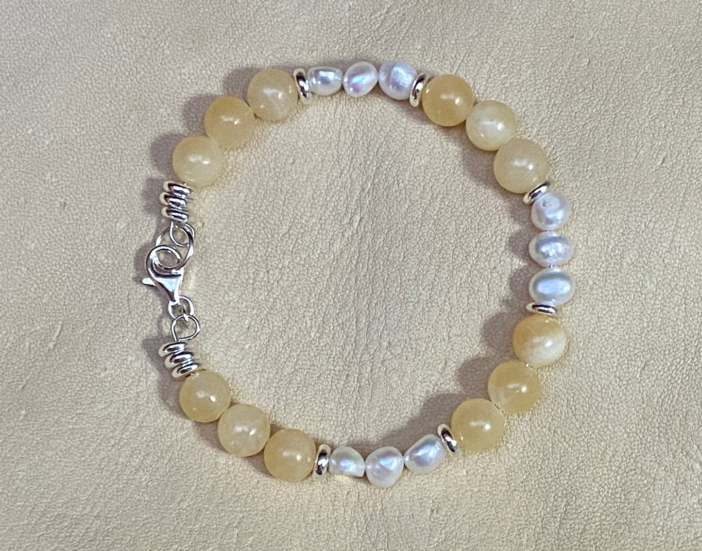 Sunset Jade & Freshwater Pearl Bracelet