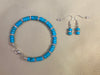 Turquoise Heishi & Czech Crystal Rhinestone Bracelet Earring Set