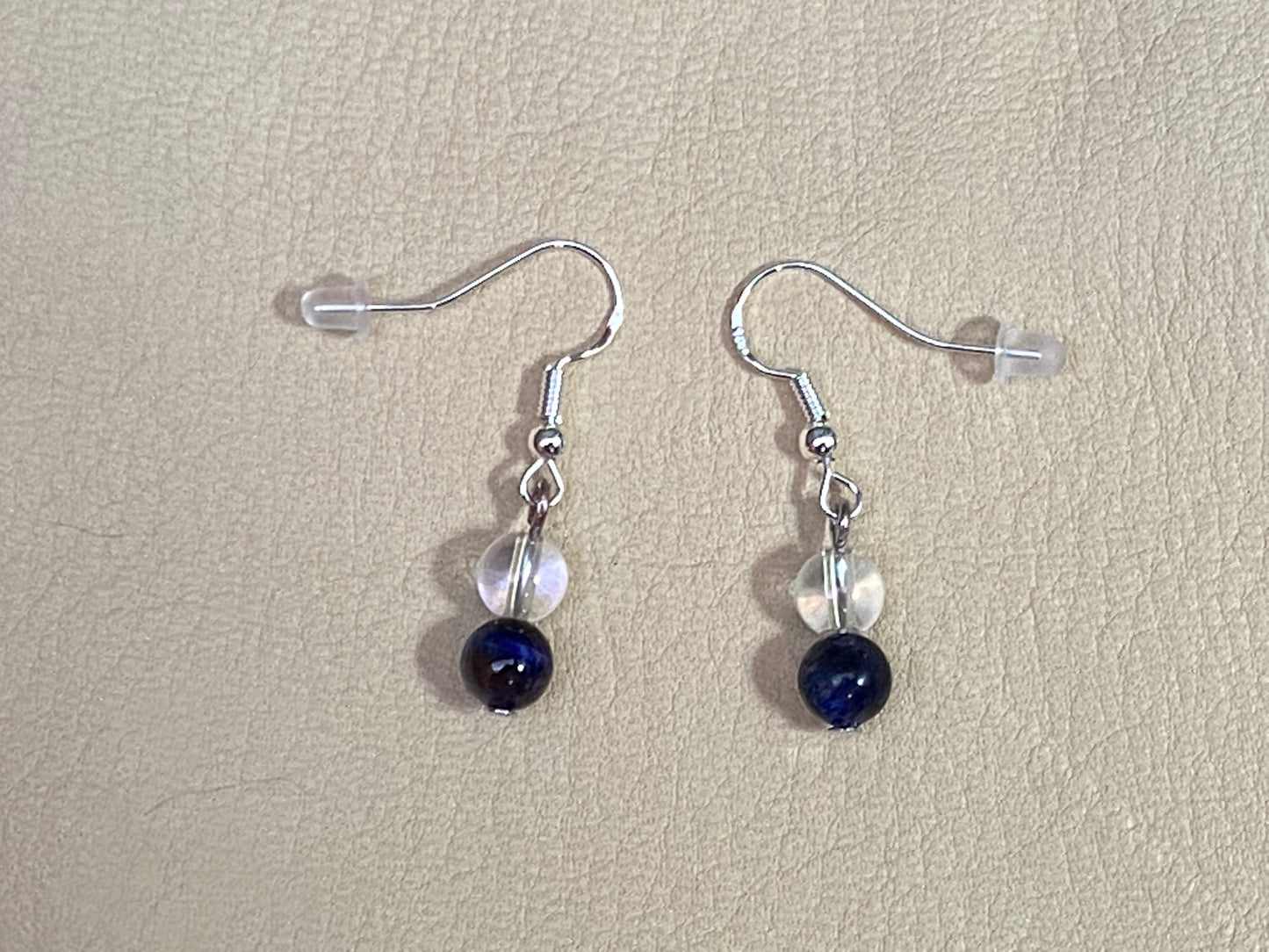 Cat Eye Galaxy Sky Night Tiger's Eye & Angel Aura Quartz Bracelet & Earrings Set