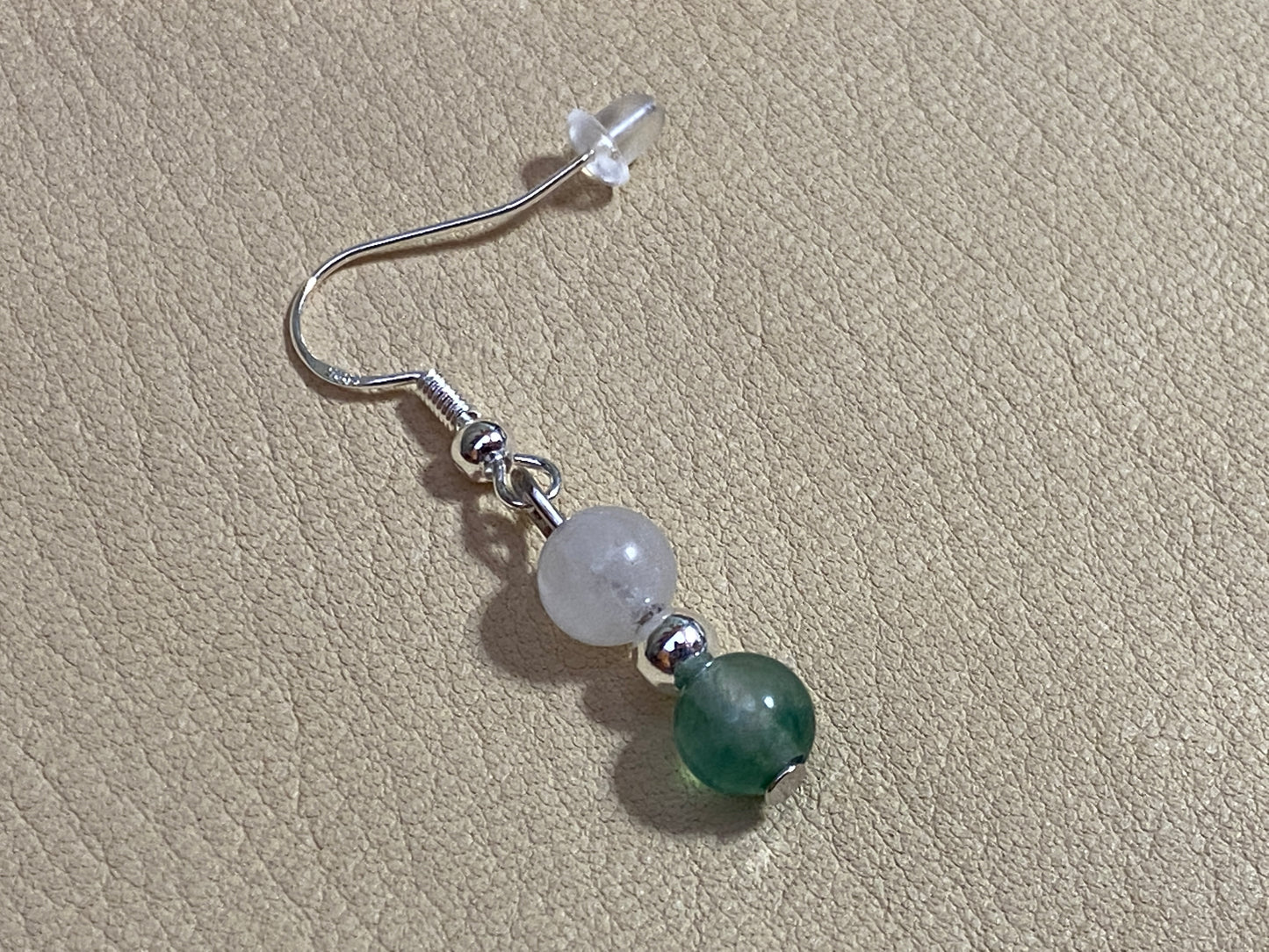 Forest Green Cloudy Malaysian Jade & White Jade Bracelet & Earrings Set
