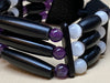 Black Hairpipe, Amethyst & Selenite Cuff Bracelet