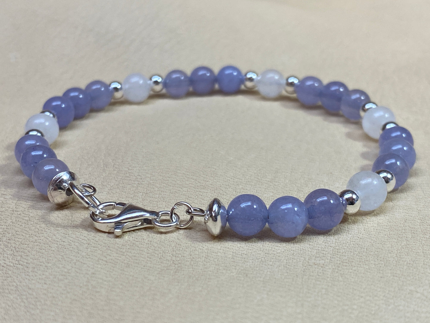 Purple Blue Jade & White Jade Bracelet & Earring Set
