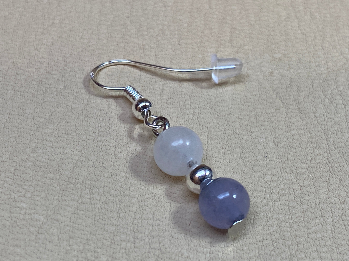 Purple Blue Jade & White Jade Bracelet & Earring Set