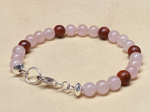 Rose Quartz & Rosewood Bracelet