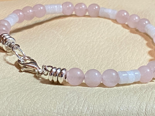 Rose Quartz & White Alabaster Bracelet