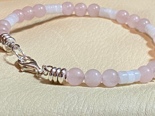 Rose Quartz & White Alabaster Bracelet
