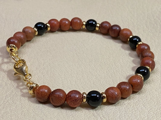 Rosewood & Obsidian Bracelet & Earrings Set