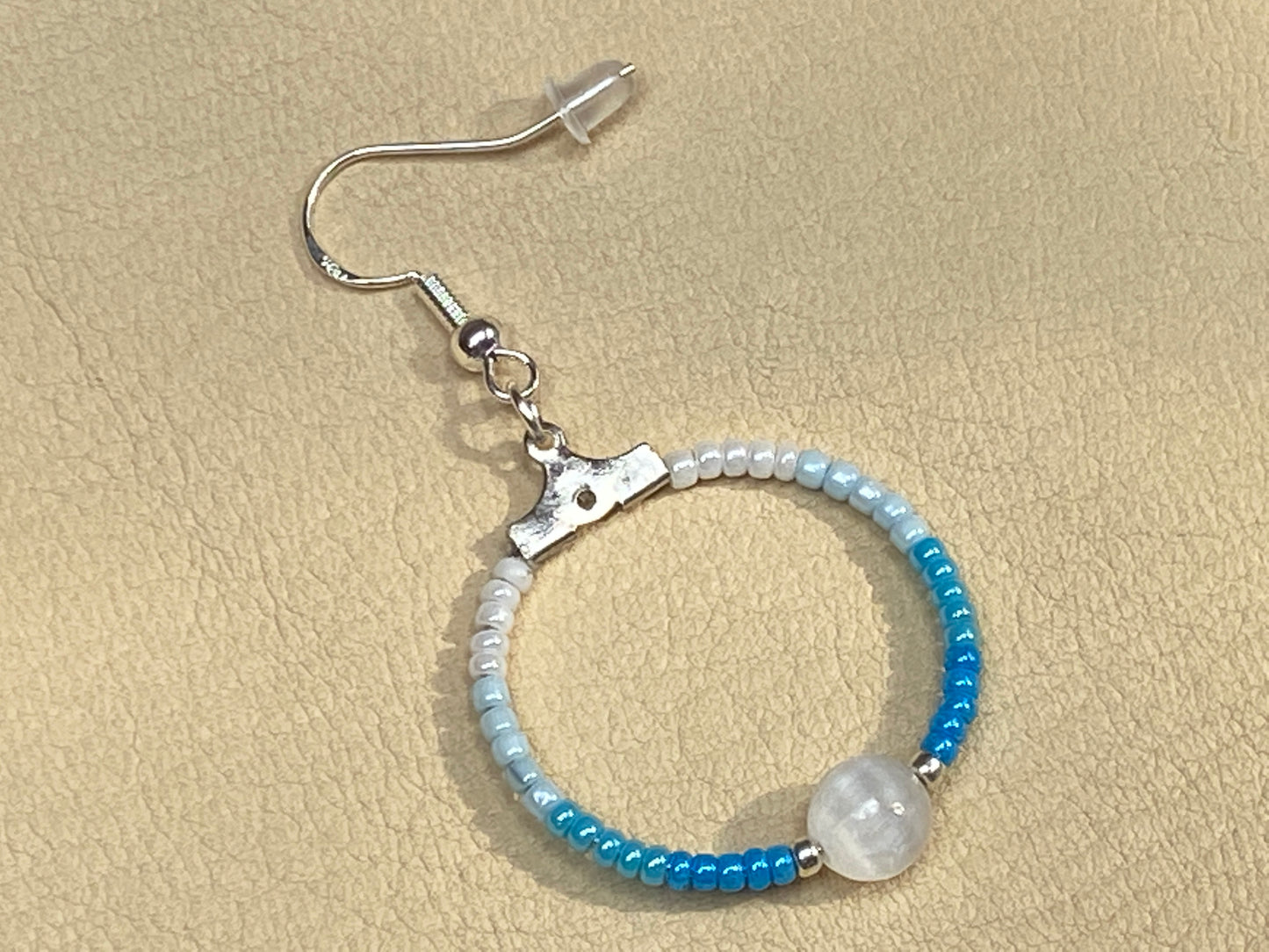 Selenite & Seed Bead Hoop Earrings