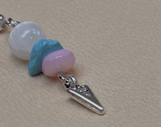 Selenite, Turquoise, Rose Quartz & Arrowhead Earrings with Sterling Silver Hooks