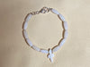 Snow Quartz Bracelet with White Troca Shell Eagle/Bird Pendant