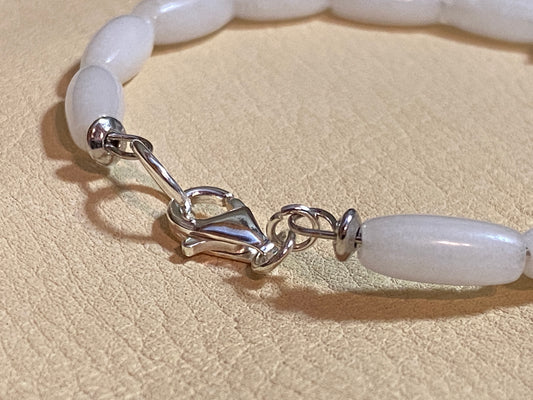 Snow Quartz Bracelet with White Troca Shell Eagle/Bird Pendant