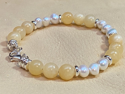 Sunset Jade & Freshwater Pearl Bracelet
