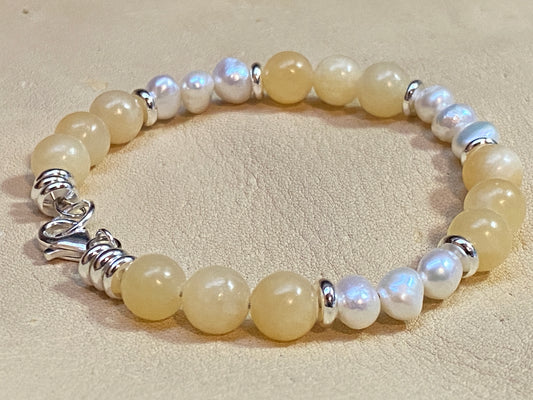 Sunset Jade & Freshwater Pearl Bracelet