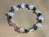 White Troca Shell Bear Beads & Hawks Eye Beads Bracelet